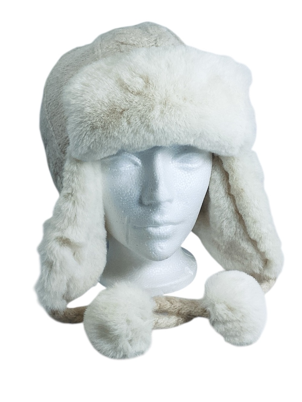💚 Aerie Cozy Faux Fur Trapper Hat with Pom Poms